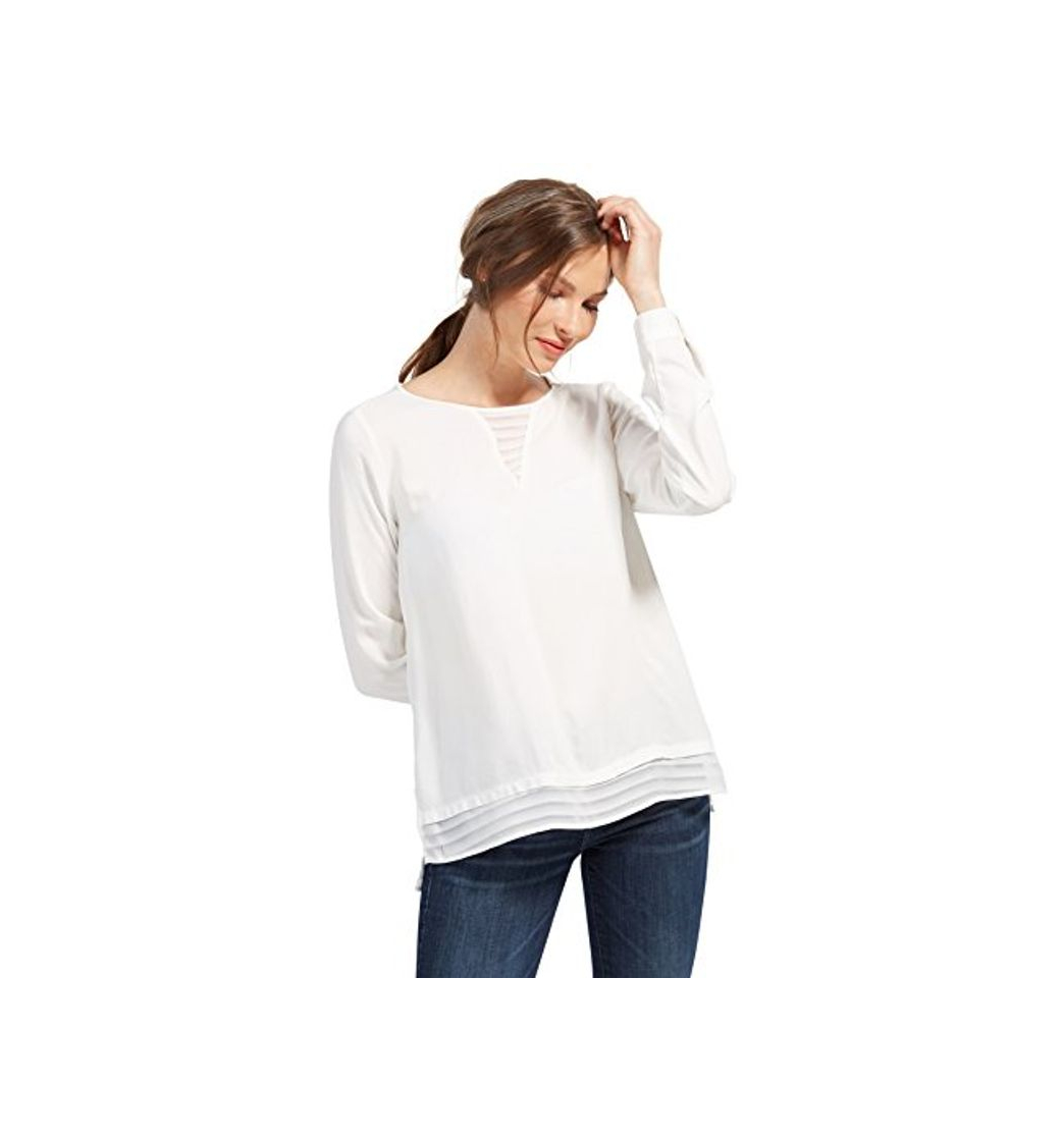 Moda Tom Tailor Feminine Uni Blouse Blusa, Marfil