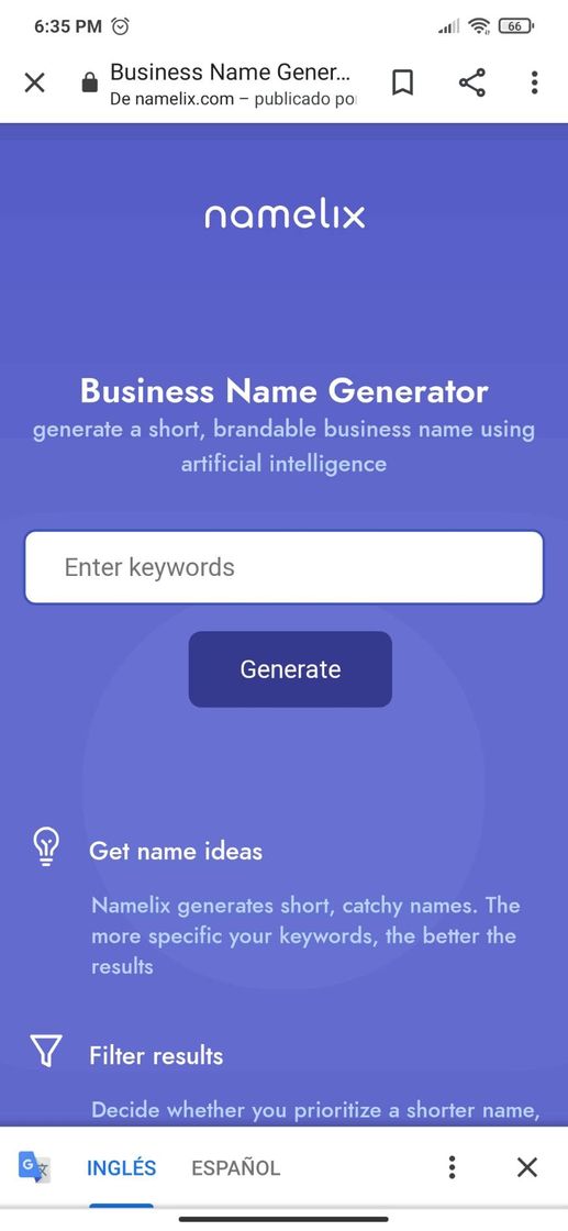 Fashion Namelix: Business Name Generator - free AI-powered naming tool