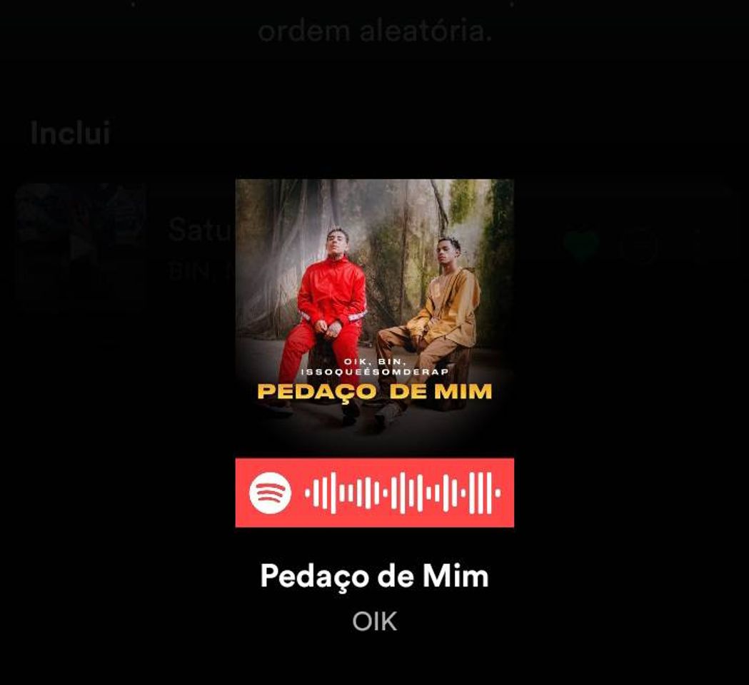 Canción Pedaço de mim 