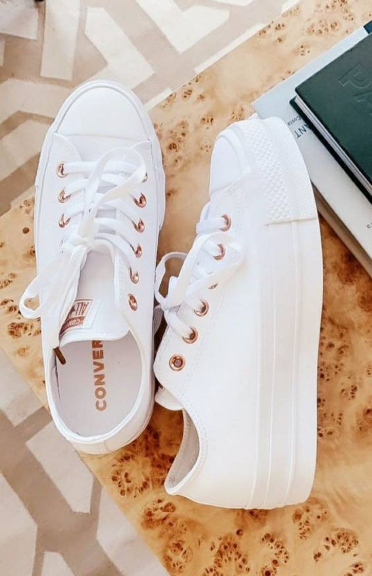 Moda All Star branco com rose gold