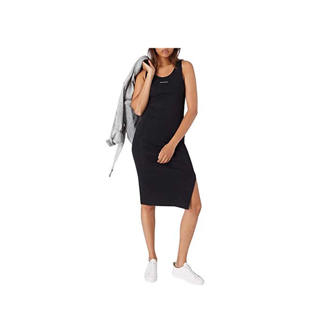 Moda Calvin Klein Jeans Micro Branding Strappy Rib Dress Vestido