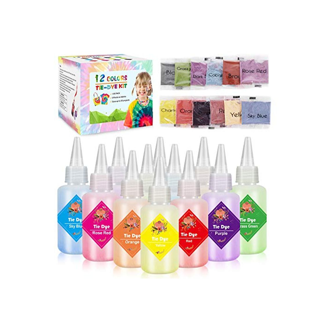 Producto Emooqi Tie Dye Kit, Textiles de Tela 12 Piezas Colores Vibrantes Adecuado