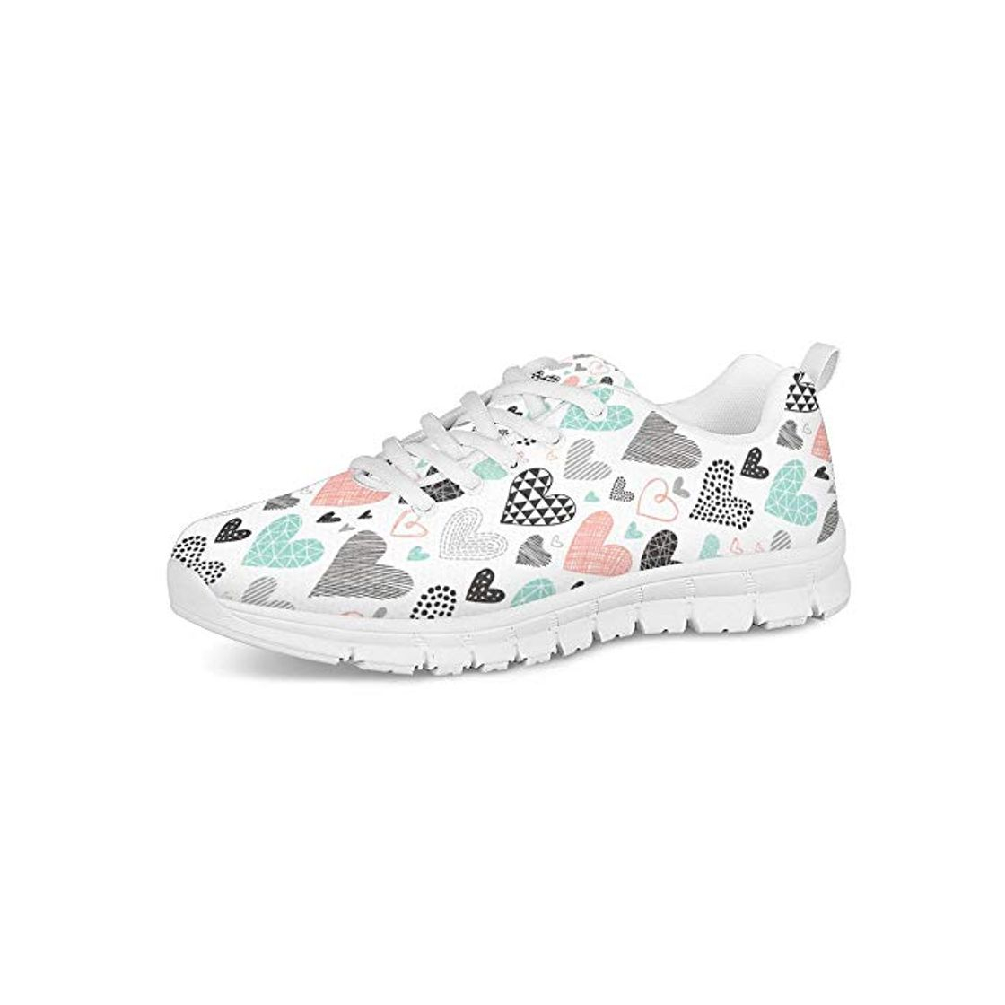 Fashion POLERO Sneaker Zapatillas de Deporte Corazone y Amor para Dama Mujer con Cordones 38 Talla Europea