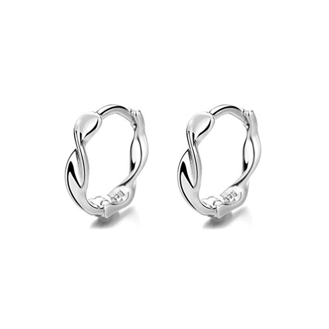 Belleza Pendientes aros de plata de ley 925 para mujeres