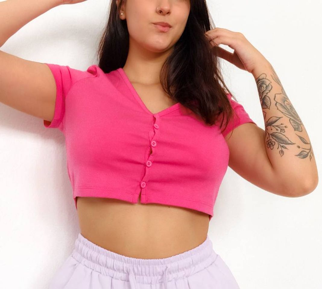 Moda Top corto color fucsia SHEIN