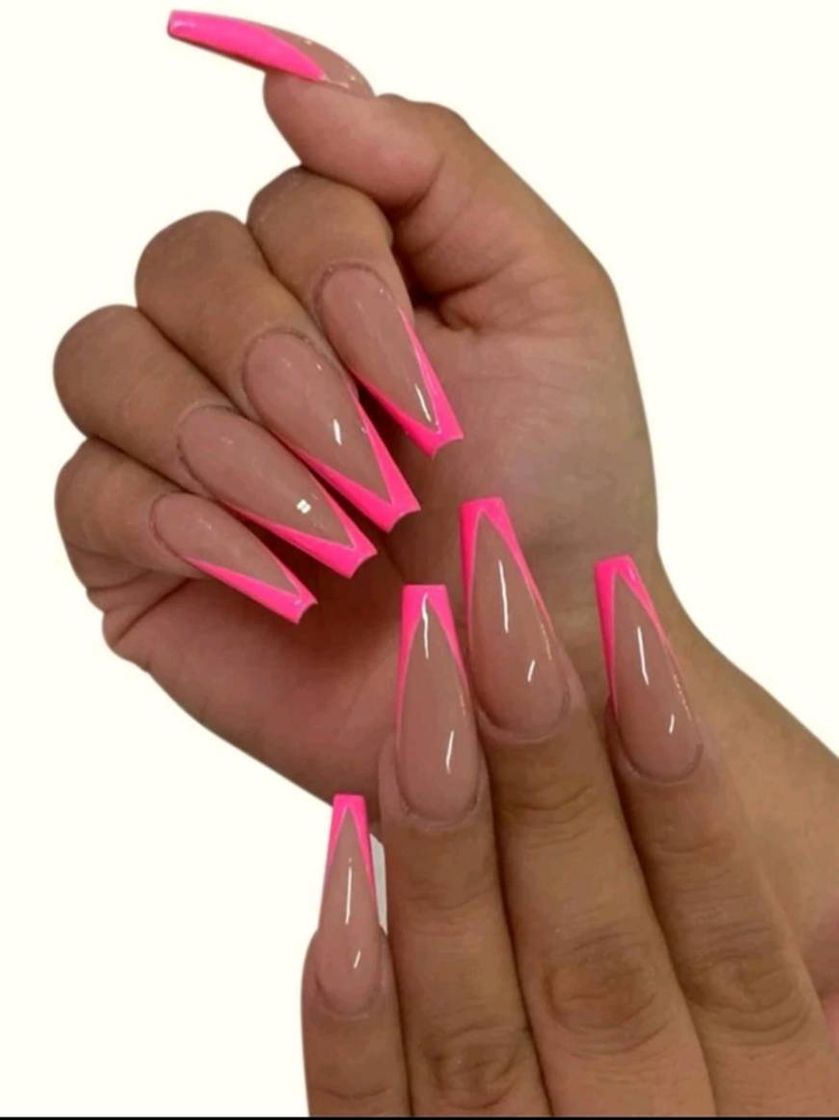 Fashion Uñas transparentes con puntas fucsia