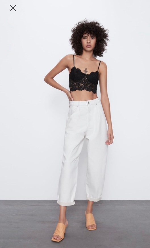 Social Crop top renda 