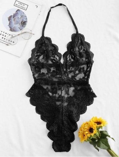 Scalloped lace lingerie Teddy