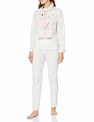 Moda Women's Secret Cozy Animals Ca Flamingo PJ Conjuntos de Pijama, Gris