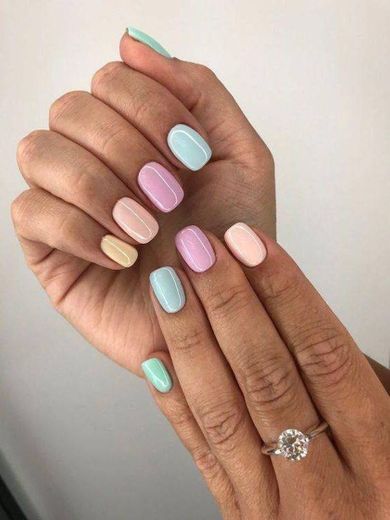 Rainbow pastel nails