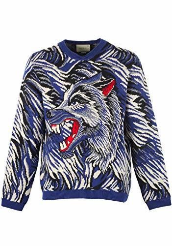 Gucci CL Blue Crew Neck Wolf Guccy Sweater Shirt Size L