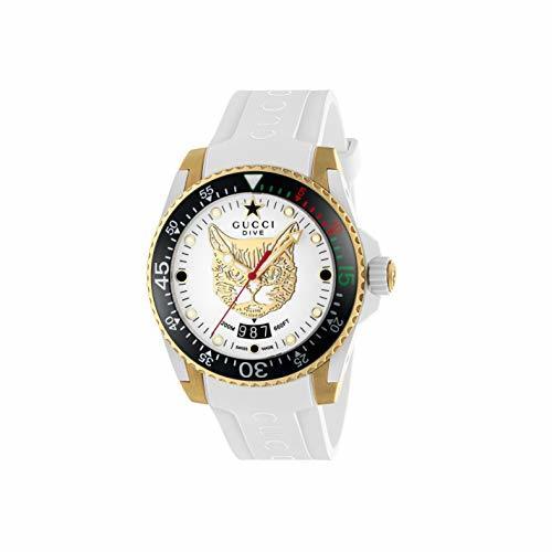 Social Gucci Reloj de Buceo cauuciu Carcasa Blanca con pvd con Oro Amarillo