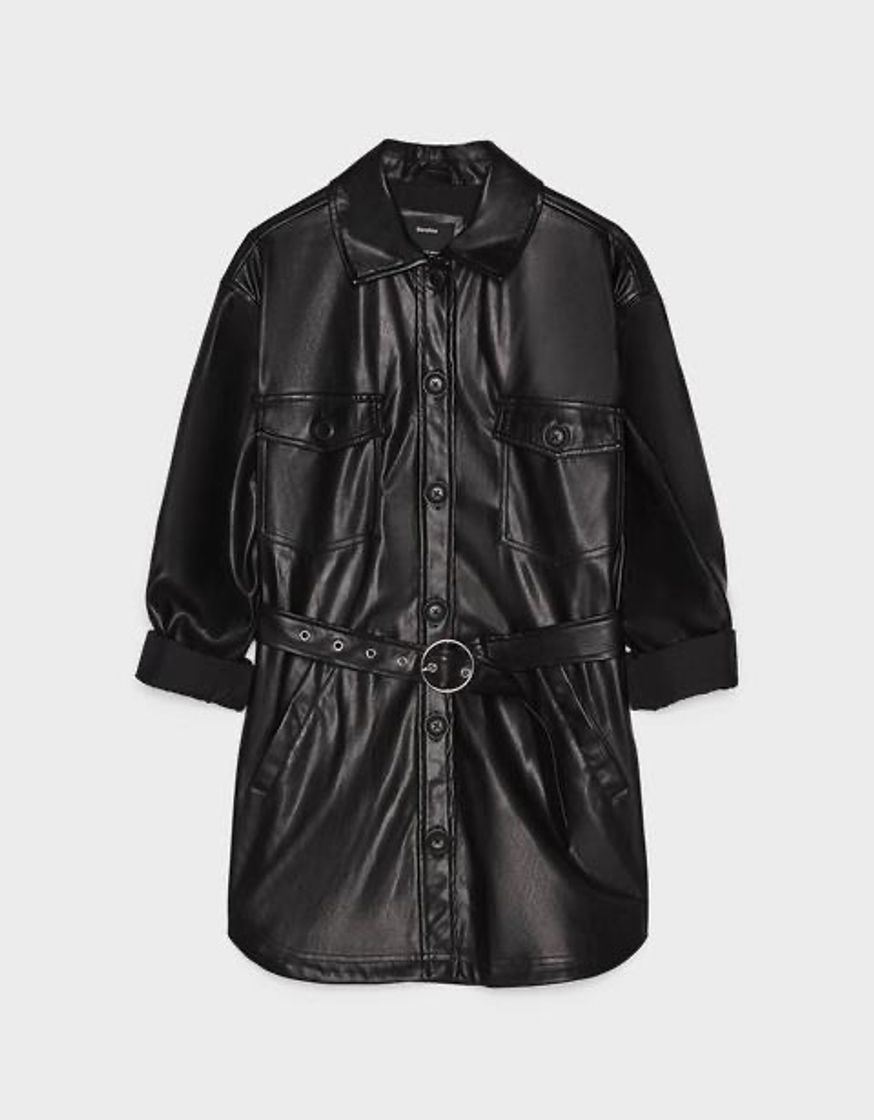 Fashion Bershka Belted Overshirt 