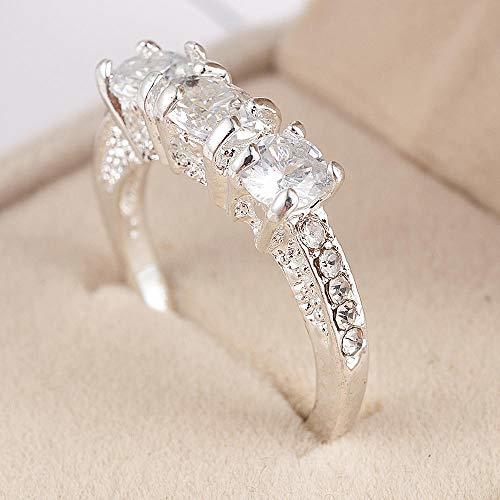 Product CTDMMJ Anillo de Cristal Plateado Anillos de Compromiso de Boda para Mujer