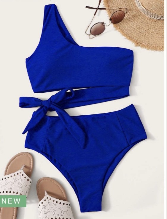 Fashion Bow tie one shoulder biquíni swimsuit 