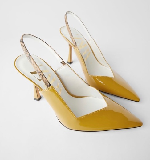 ZARA yellow slingback heels