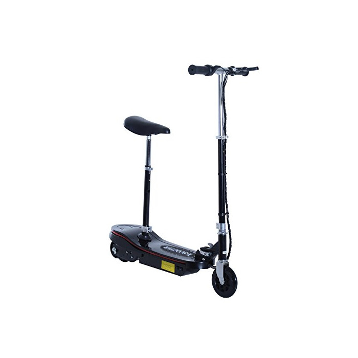 Fitness HOMCOM Scooter Eléctrico Luz LED Plegable con Manillar Asiento Ajustable Freno y