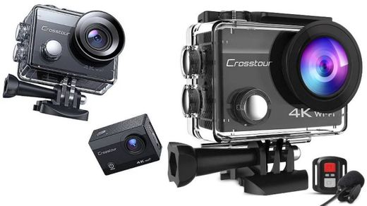 Crosstour Cámara Deportiva 4K 16MP WiFi Cámara Acción Acuática Agua de 40M