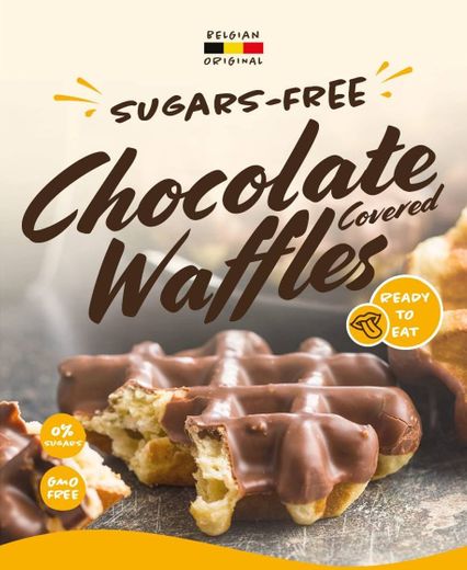 Waffles Cobertos com Chocolate sem Açúcares 