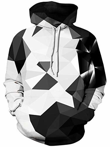 Fashion TUONROAD Hoodie Hombre Funny Geométrico 3D Impreso Blanco Sudaderas con Capucha Ligero