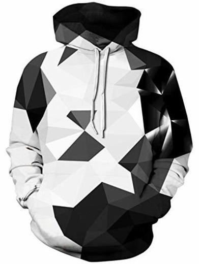 TUONROAD Hoodie Hombre Funny Geométrico 3D Impreso Blanco Sudaderas con Capucha Ligero