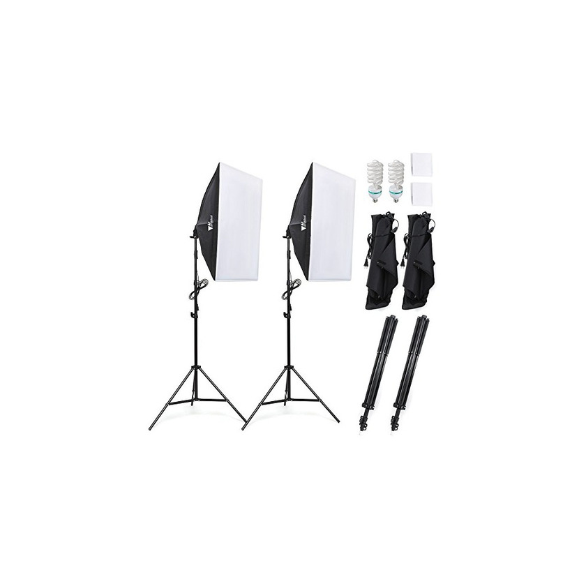 Social Amzdeal Softbox Focos Kit Iluminacion Fotografia con 2 Ventana de Luz 135W