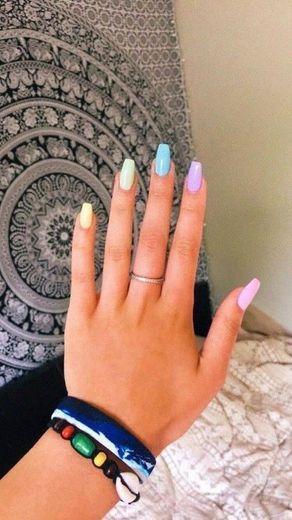 Pastel Colorful Nails 💜💛💚💙