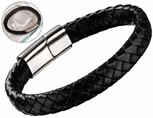 Fashion BisLinks® Mens Hombre Negro Faux Leather Cuero Bracelet Vintage Style Jewellery Surfer