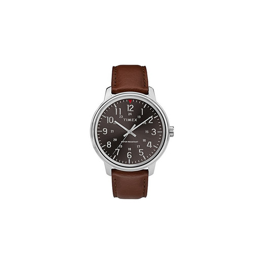 Timex Men's TW2R85700 Basics 43mm Tan/Black Leather Strap Watch