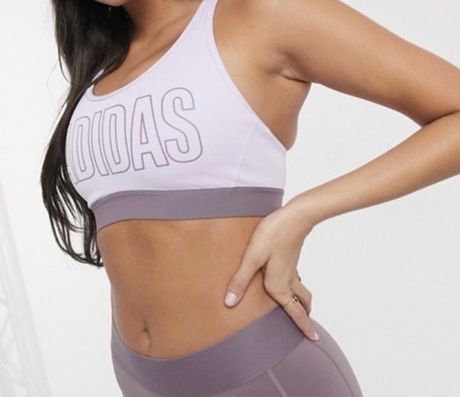 Adidas Training bra with large logo in purple