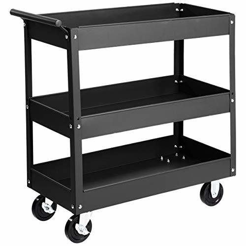 AmazonBasics - Carrito auxiliar multiusos de 3 niveles de estilo bandeja alta