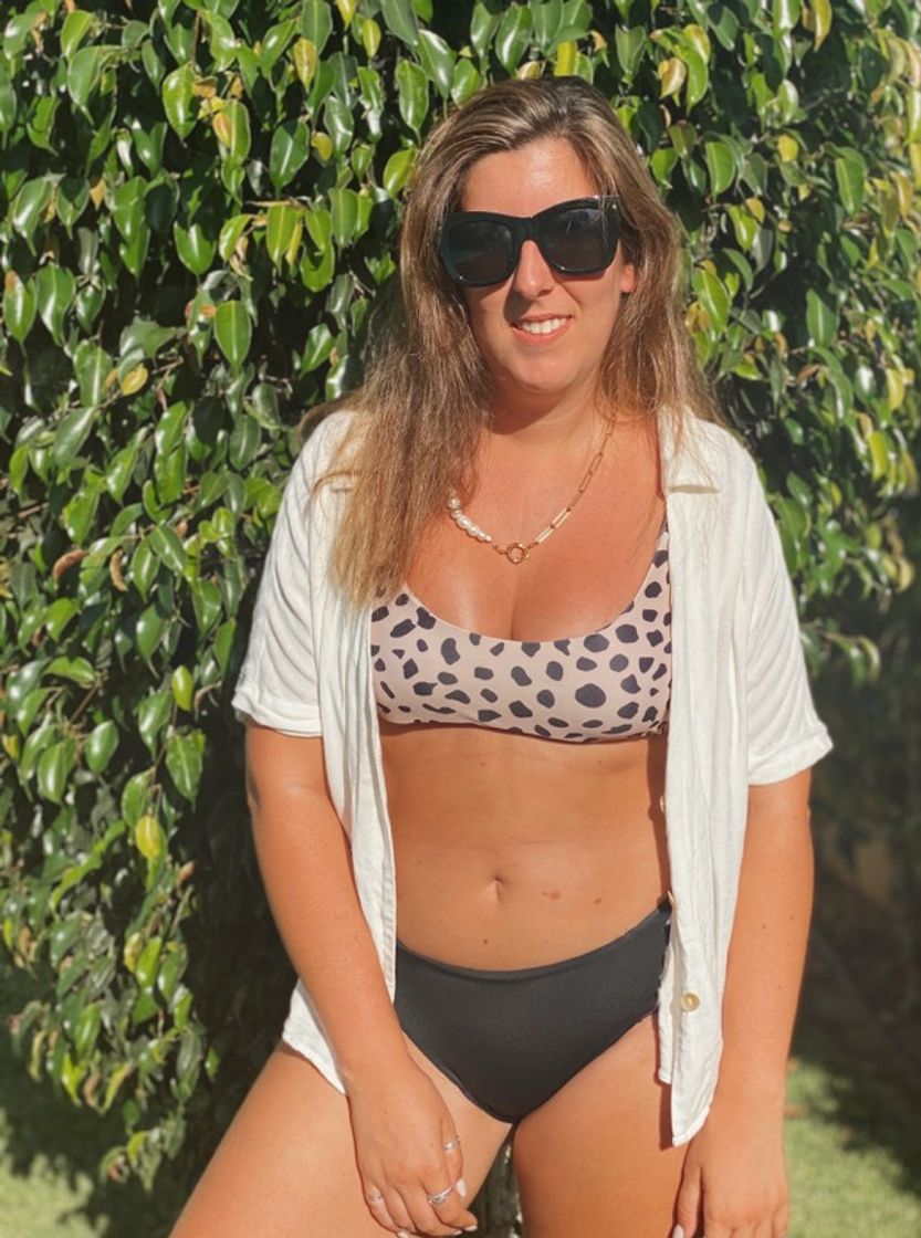 Moda Bikini estampado beje e preto