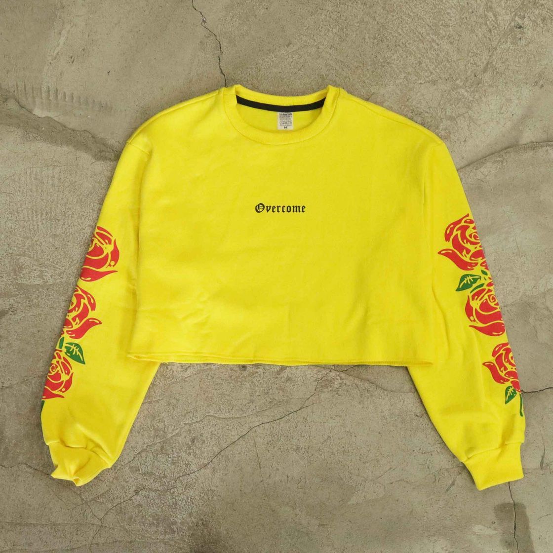 Moda Moletom Cropped Overcome Careca "Script Roses" Amarelo ...