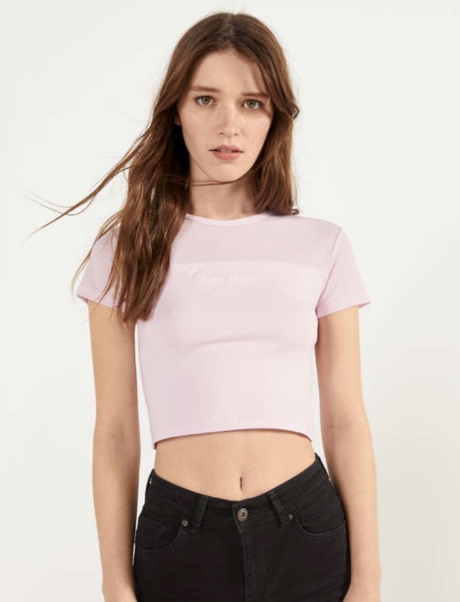 Moda T-shirt crop Rosa👚