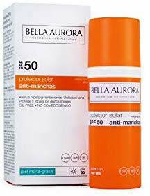 Producto Protector Solar facial antimanchas Bella aurora.