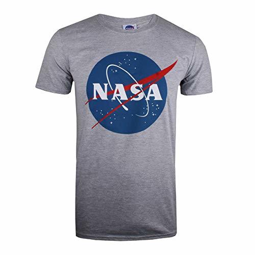 Moda Nasa Circle Logo Camiseta, Gris