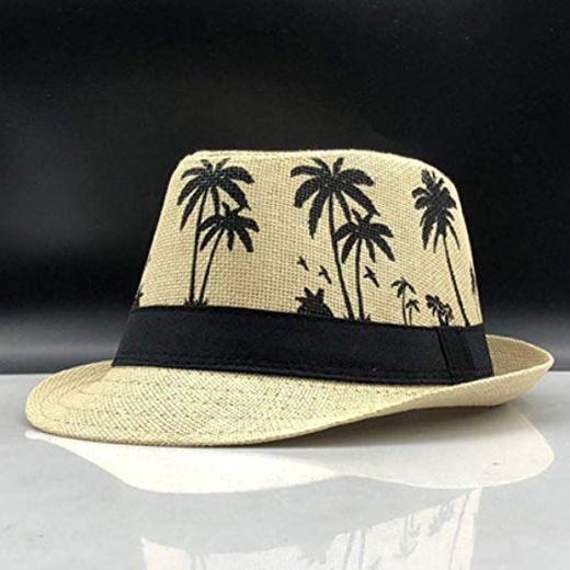 SFHUKJ Sombrero de Paja de Sol para Hombres Verano Dulce Retro Sombreros