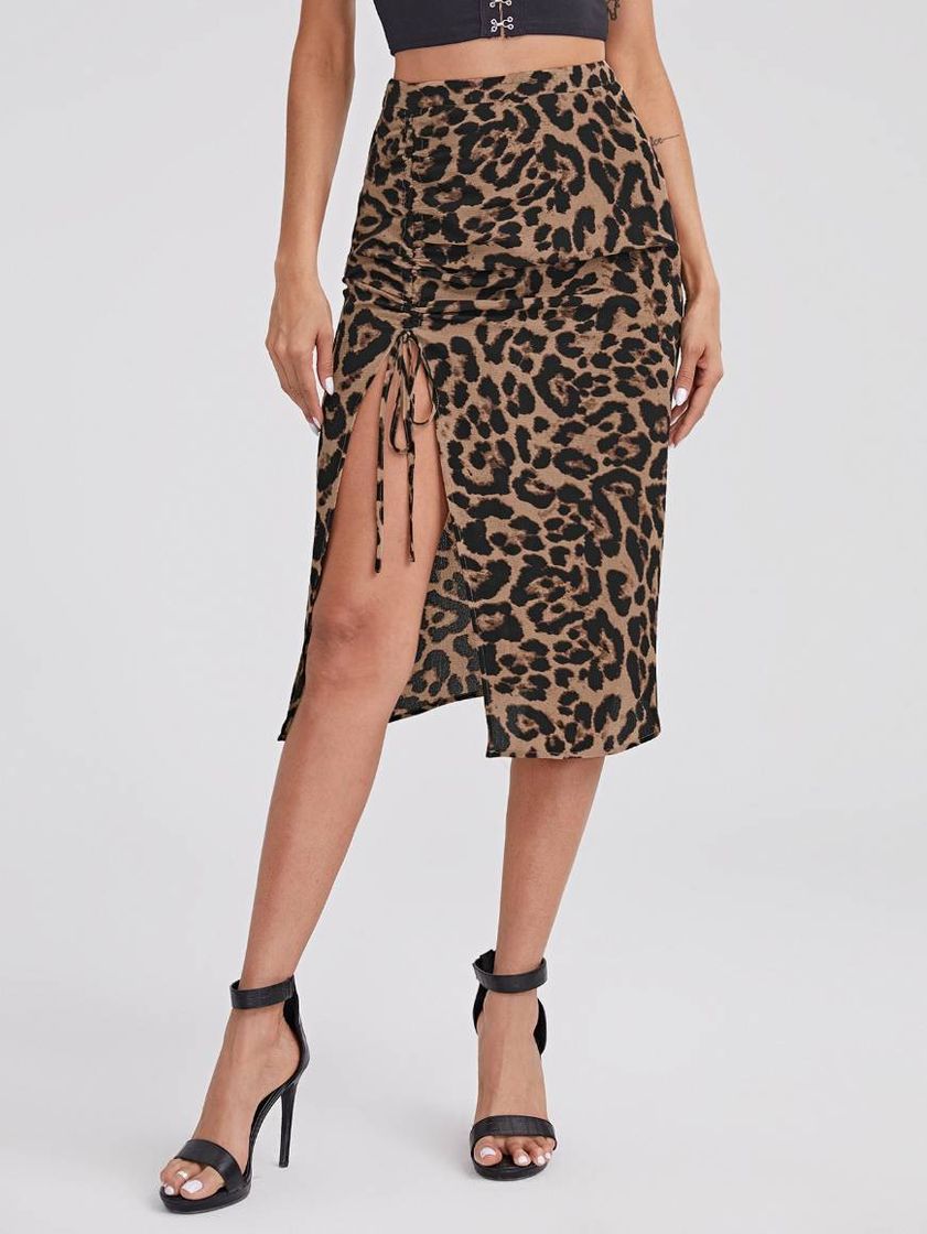 Moda cordão leopardo ocasional saia 