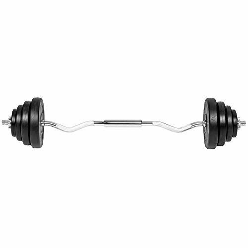 Fitness TecTake Barra Curl Z con Pesas Barra Curva Curvada de haltera SZ