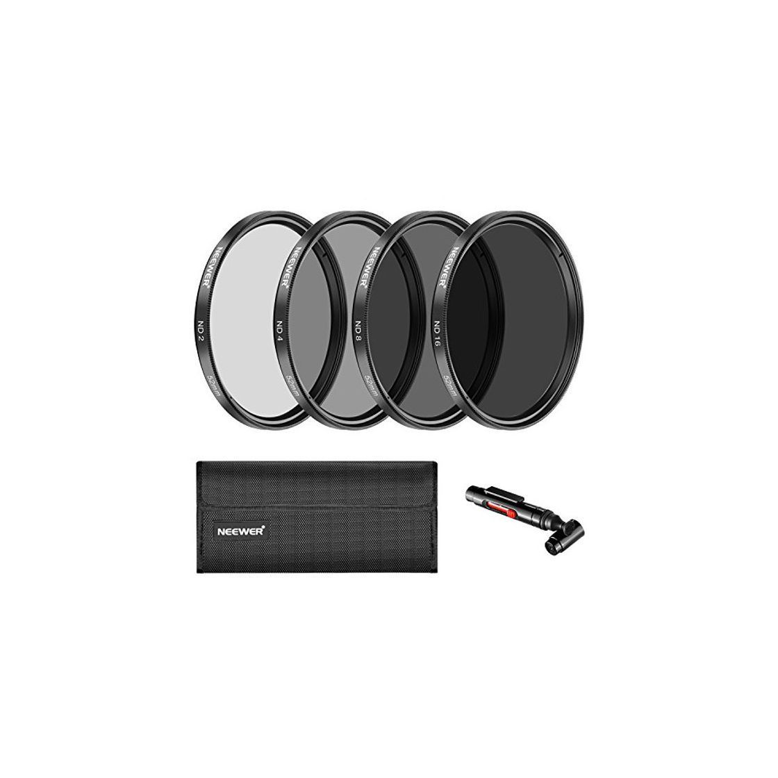 Productos Neewer 52MM Filtro Densidad Neutra ND2 ND4 ND8 ND16 y Kit Accesorios