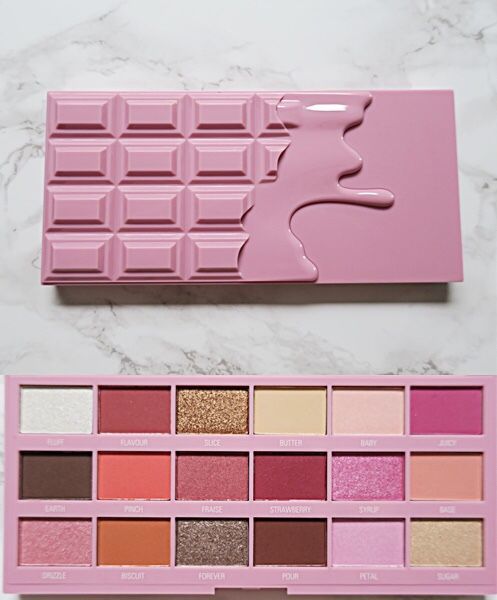 Belleza Makeup Revolution I Heart Makeup Chocolate Eyeshadow Palette Pink Fizz Paleta 16