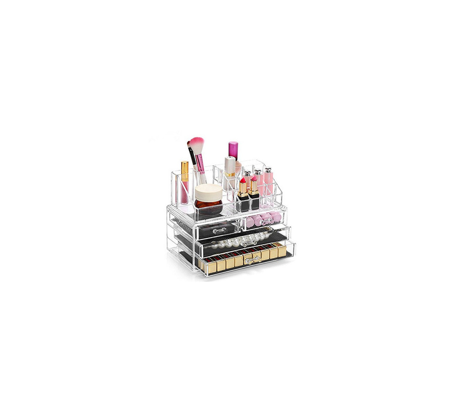 Social Display4top Caja acrílica Estante de maquillajes Maquillaje Cosméticos Joyería Organizador