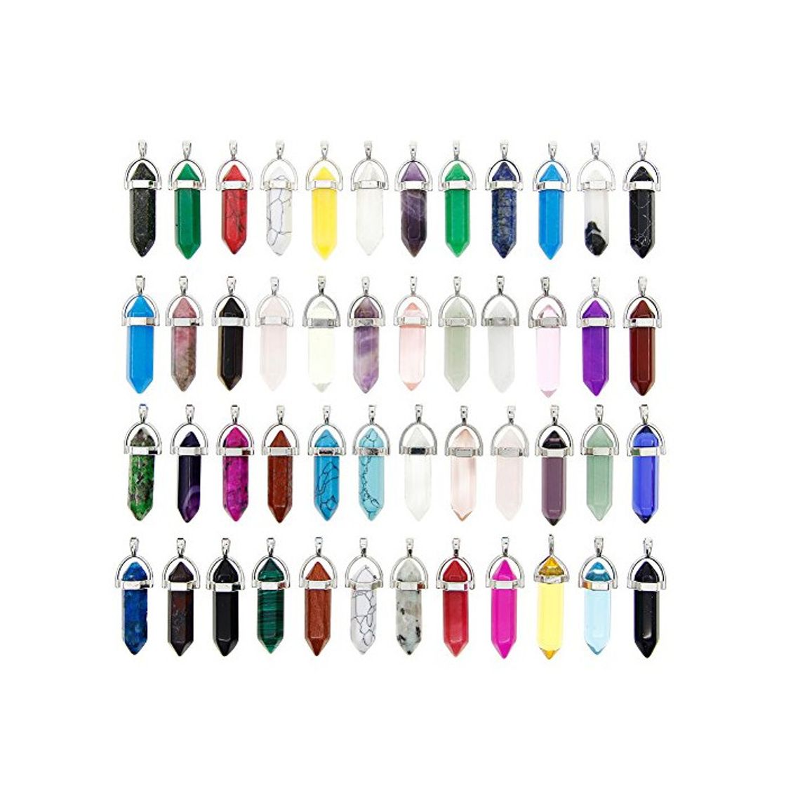 Social Juanya 50pcs collar colgantes de cuarzo de cristal piedra columna hexagonal varios