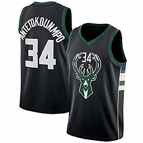 Moda JINHAO Camiseta de Baloncesto para Hombre NBA Milwaukee Bucks #34 Giannis Antetokounmpo