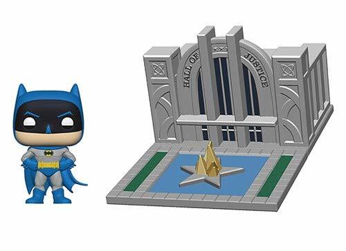 Games Funko- Pop Towns 80th-Hall of Justice w/Batman Collectible Figure, Multicolor