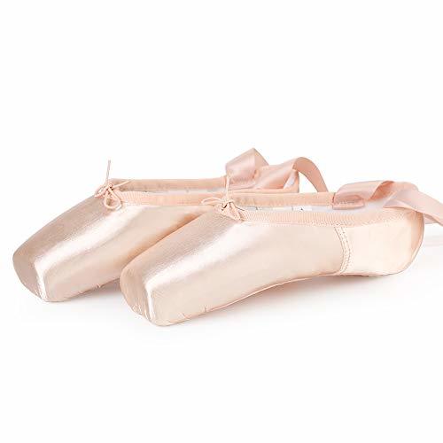Social Zapatos de Punta Satén Zapatillas de Ballet con Puntera de Gel de