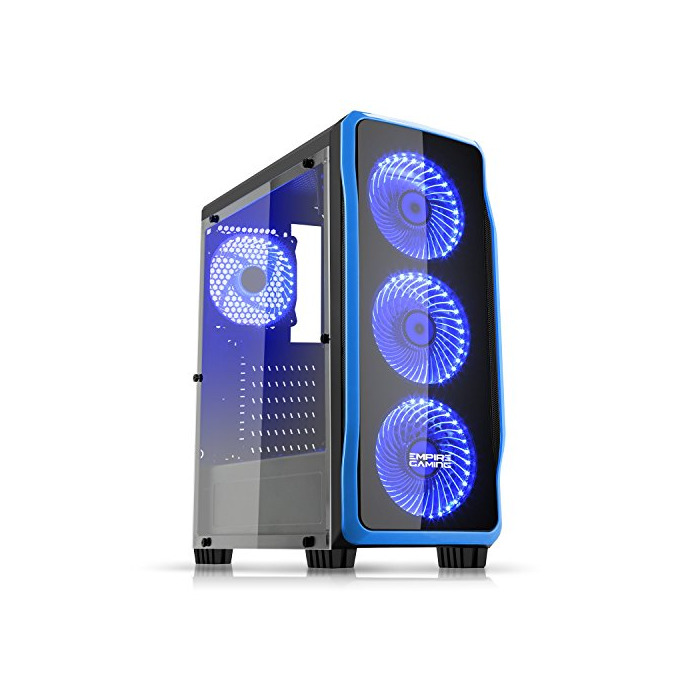 Empire Gaming - Caja PC para juegos DarkRaw negra LED azul: USB