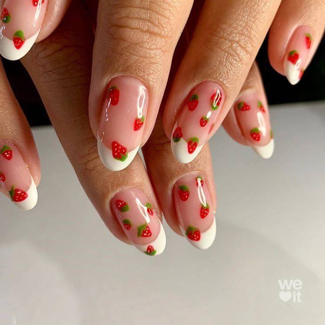 Social Strawberry nails shared by XX on We Heart It