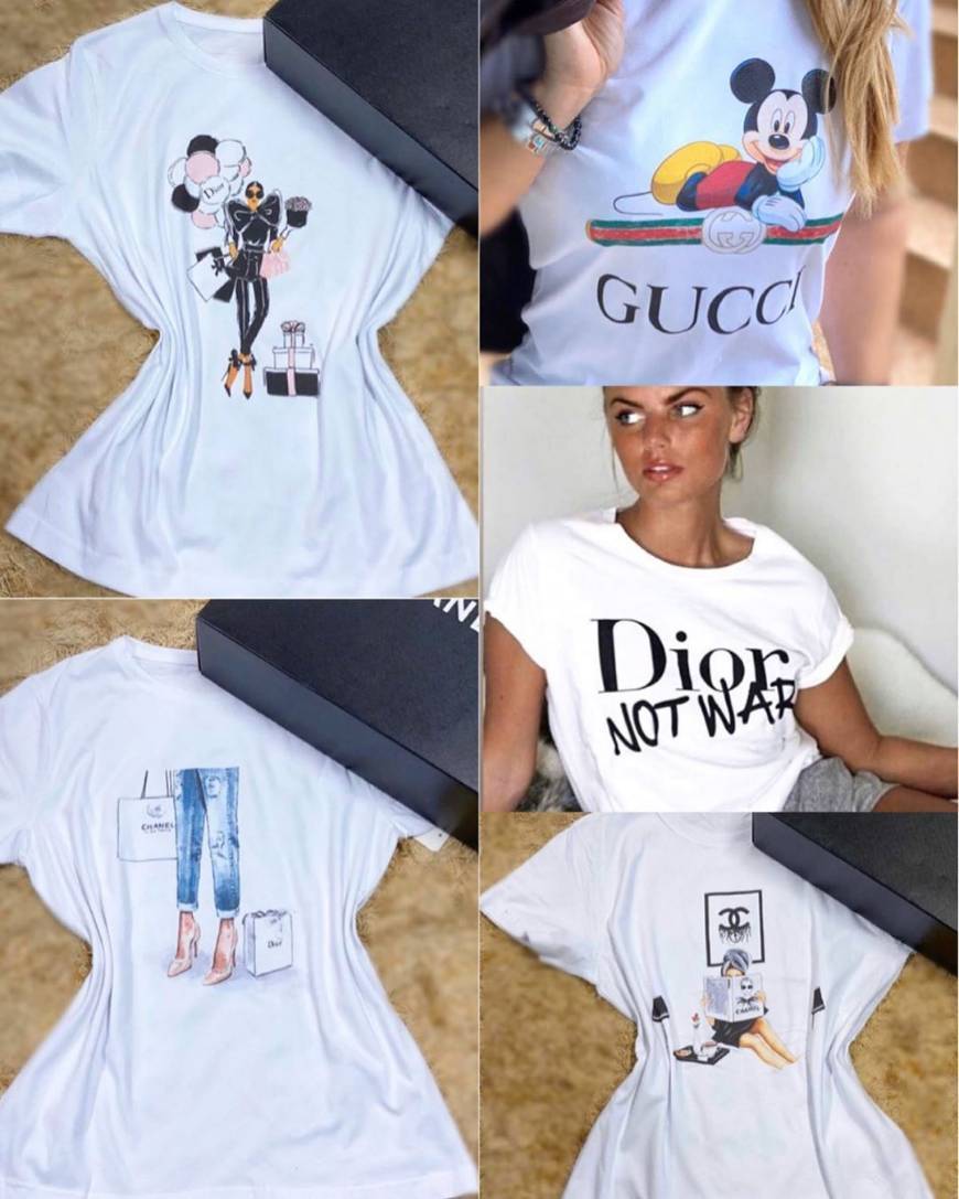 T-shirts inspiração Gucci, Dior, Chanel