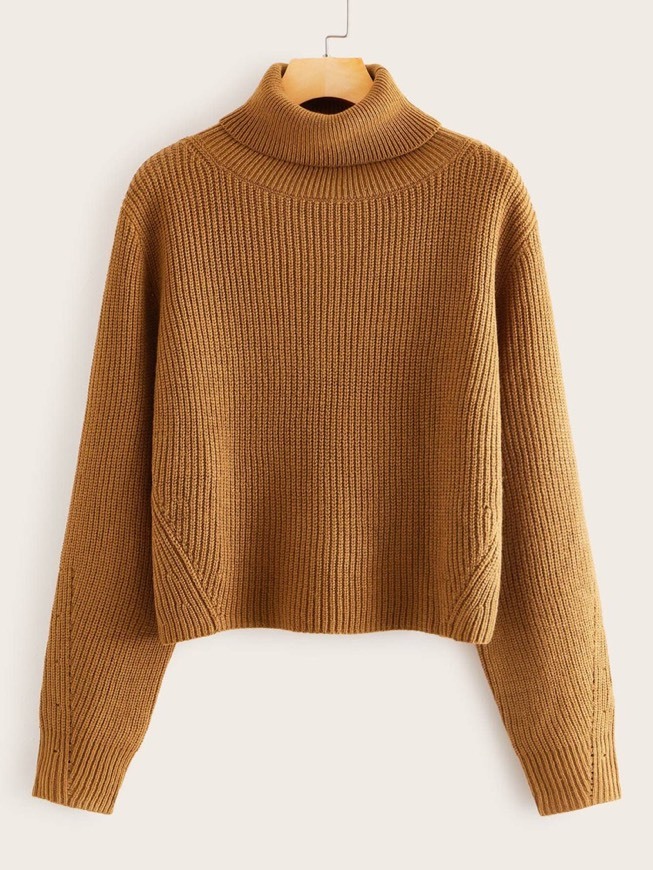 Moda Turtle Neck Rib-Knit Sweater